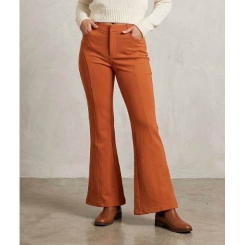 Urban Outfitters Burnt Orange Front Seam Flare Pants - Size 6 Retro 70s-vibe